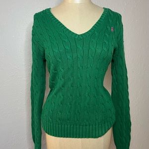 Polo Ralph Lauren Women's Cable Knit V-Neck Sweater!💚💗